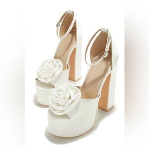 Romilly Peep Toe Platform Block High Heels-white